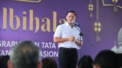 Menteri ATR/BPN, Agus Harimurti Yudhoyono (AHY) sambutan Halalbihalal di Kementerian ATR/BPN, pada Selasa (16/4/2024). (Dok. Kementerian ATR/BPN).
